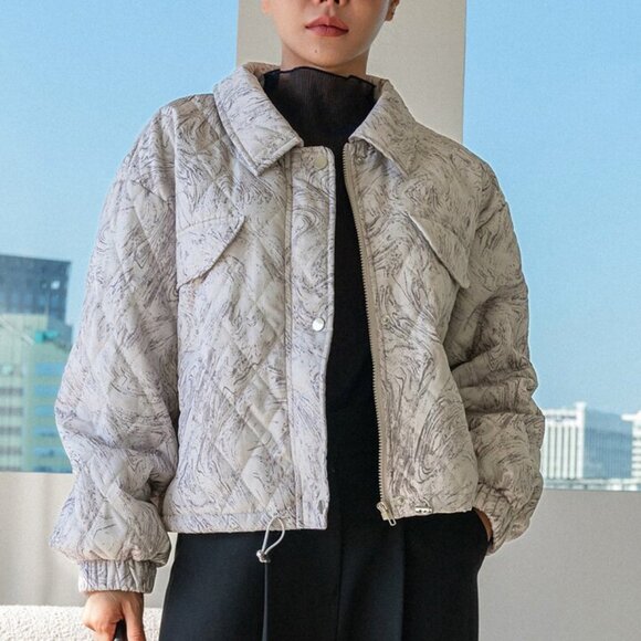 Jackets & Blazers - Marble Quilted Puffer Jacket Size Large